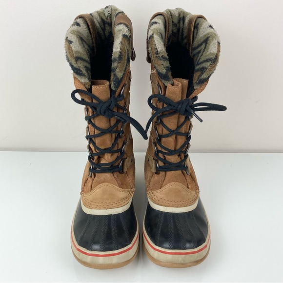 Sorel Women’s Joan Of Arctic Brown Leather Waterproof Winter Snow Boots Size 7.0 - Picture 4 of 12